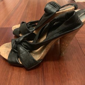 MICHAEL Michael Kors— black leather/ cork heels